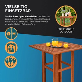 Mesa de bar em madeira de acácia 75x75x110cm Castanha