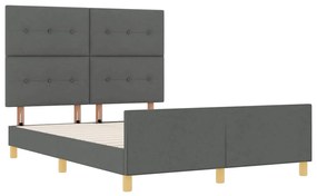 Cama vidaXL Cinza Escuro 140x190 cm Tecido
