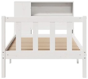 Cama com estante sem colchão 90x190 cm pinho maciço branco