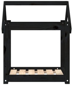Cama para cães 61x50x70 cm madeira de pinho preto