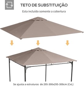 Outsunny Toldo de Substituição de 3x3m para Pérgola de Jardim com 8 Orifícios de Drenagem e Ventilação Bege