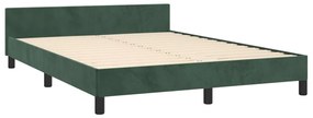 Estrutura de cama c/ cabeceira 140x200 cm veludo verde-escuro