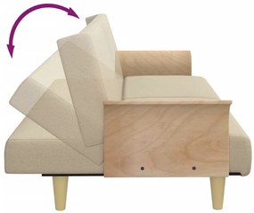 Sofá-cama com apoio de braços tecido cor creme
