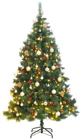 vidaXL Árvore Natal artificial articulada c/ 300 luzes LED+bolas 210cm