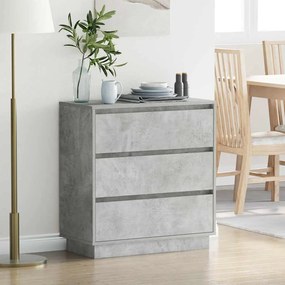 Cômoda de Cabeceira vidaXL com LED Cinza Concreto 71x34,5x75 cm Madeira Engenharia