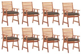 vidaXL Cadeiras de jantar p/ jardim 8 pcs c/ almofadões acácia maciça