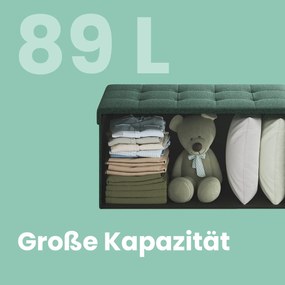 Banco com espaço de arrumação, banco-cama 38,1 x 76,1 x 38,1 cm Verde