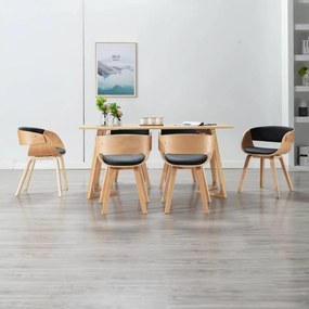 vidaXL Cadeiras jantar 6 pcs madeira curvada e couro artificial preto