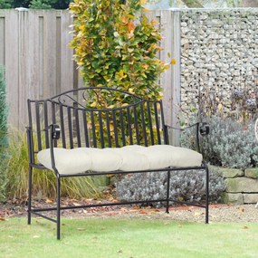 Outsunny Almofada para Bancos de 2 Lugares 110x48x8cm Almofada Retangular para Interiores e Exteriores Lavável com Costura Elegante e Confortável para Bancos Sofás Creme