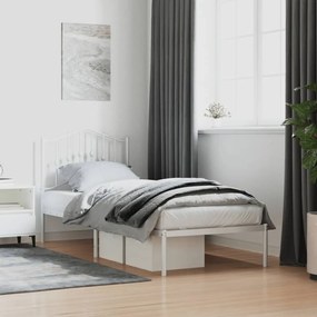 Estrutura de cama com cabeceira 90x200 cm metal branco