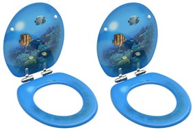vidaXL Assentos sanita tampas fecho suave 2pcs MDF design mar profundo