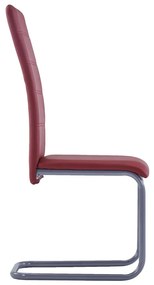 Cadeiras de jantar cantilever 6 pcs couro artificial vermelho