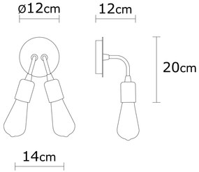 Aplique de Parede Harput – Preto – 14 cm de Diâmetro x 20 cm de Altura