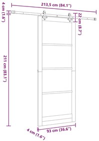 Conjunto de Porta Deslizante vidaXL com Hardware Branco 93x232 cm Made