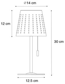 Candeeiro de mesa para exterior verde incluindo LED regulável em 3 etapas, recarregável e solar - Ferre Design