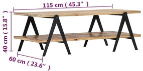 Mesa de centro em madeira de mangueira maciça 115x60x40 cm