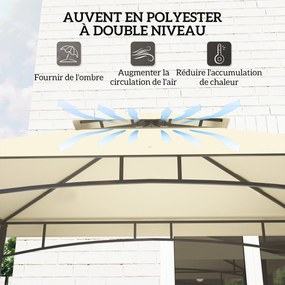 Tenda para churrasco 240 x 150 x 257 cm com toldo para jardim (GRELHADOR NÃO INCLUIDO), ganchos de teto, prateleiras e cestos, bege