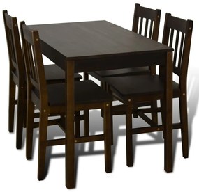 Conjunto de Jantar Leoni com 4 Cadeiras e 1 Mesa - Castanho Escuro - D