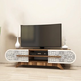 Móvel TV Defne – Nogueira e Creme – 145x37x37 cm