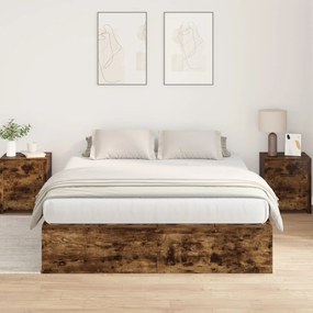 Cama com Arrumação Carvalho Fumado 140x200 cm