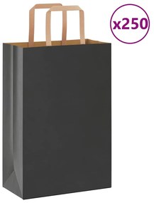 vidaXL Sacos de papel 250 unid com alças branco 21x11x31 cm