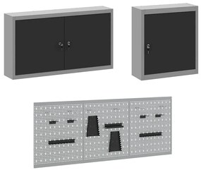 Conjunto de Armário de Trabalho e Painel de Ferramentas vidaXL com 8 P