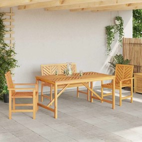 Conjunto de Jantar de 4 Peças Madeira Sólida de Acácia