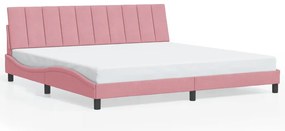 Estrutura de cama c/ luzes LED 200x200 cm veludo rosa