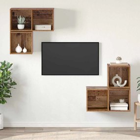 vidaXL Conjunto de Estantes para TV 4 pcs Madeira antiga