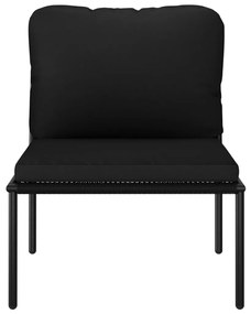 6 pcs conjunto lounge de jardim c/ almofadões PVC preto