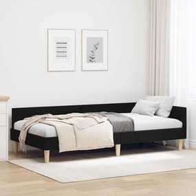 vidaXL Estrutura de Cama de Canto Preto 90 x 190 cm tecido