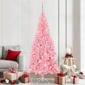 vidaXL Árvore de Natal com 300 LEDs com suporte Rosa 210 cm PVC