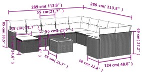 12 pcs conjunto de sofás p/ jardim com almofadões vime PE bege