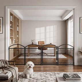 Vedação para Cães, 240 x 81 cm, 4 Painéis Modulares Dobráveis, Preto
