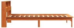 Cama com estante sem colchão 90x190cm pinho maciço castanho-mel