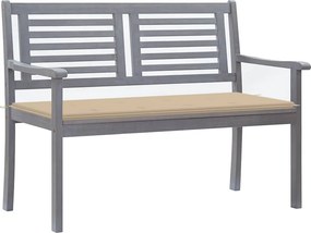 vidaXL Banco de jardim 2 lugares c/ almofadão 120 cm eucalipto cinza