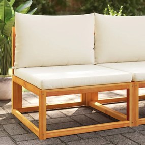 vidaXL Sofá de jardim vidaXL sem braços com almofadas em madeira de acácia e corda