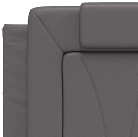 Estrutura cama c/ cabeceira 120x200cm couro artificial cinzento