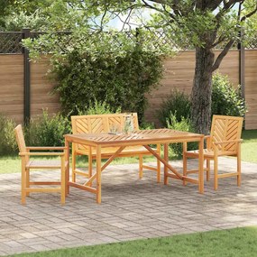 vidaXL Conjunto de Jantar para Jardim - 4 Peças: Mesa de Madeira Sólida de Acácia