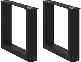vidaXL Pés para mesa de centro em formato de U, 2 peças, preto, 30x(30-31) cm, aço