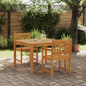 Conjunto de Jantar de 3 Peças para Jardim em Madeira de Acácia Maciça