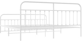 Estrutura de cama com cabeceira e pés 193x203 cm metal branco