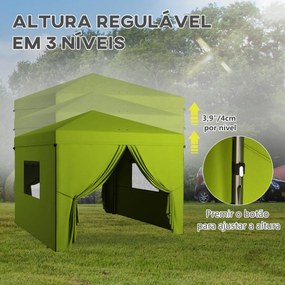 Tenda Dobrável 3x3 m Tenda de Jardim com 4 Paredes Laterais 2 Janelas