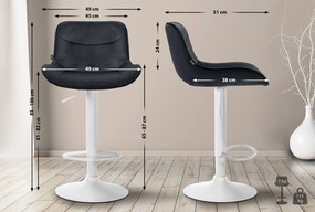 Banco alto em veludo com estrutura branca 85-106 x 49 x 51 cm preto