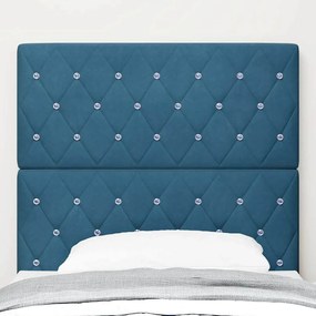 Cabeceira com botões de cristal turquesa e azul escuro, 90 cm de velud
