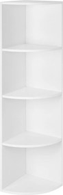 Estante de canto com 4 prateleiras 30,5 x 130 x 30,5 cm branca