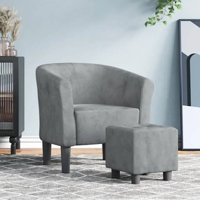 vidaXL Poltrona com apoio de pés veludo cinzento-escuro