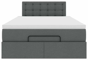 Cama otomana com colchão&amp;LEDs 120x200 cm tecido cinzento escuro