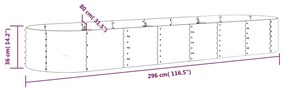 Canteiro elevado jardim 296x80x36 cm aço revestido a pó verde