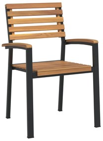 Conj. jantar p/ jardim 5 pcs madeira de acácia maciça e metal